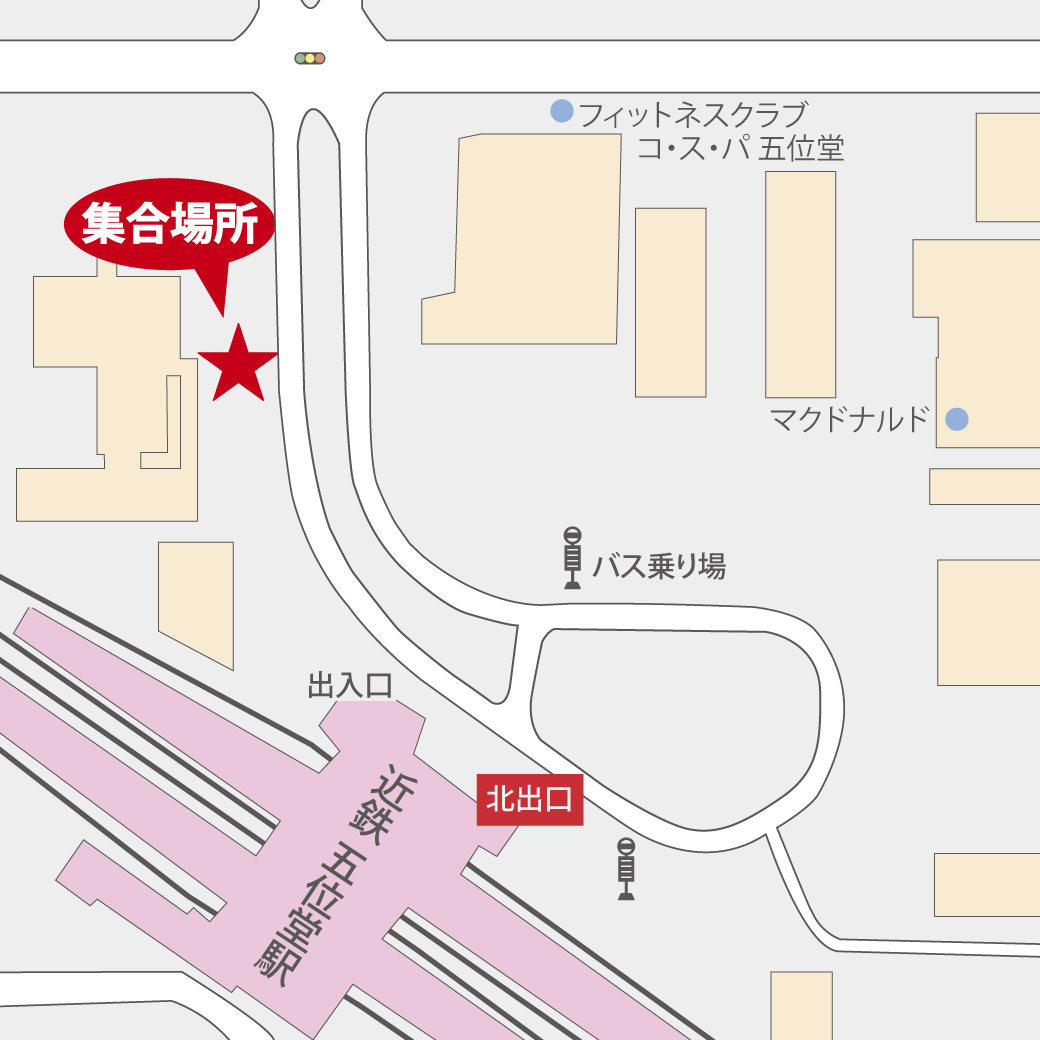 近鉄五位堂駅周辺の集合場所地図