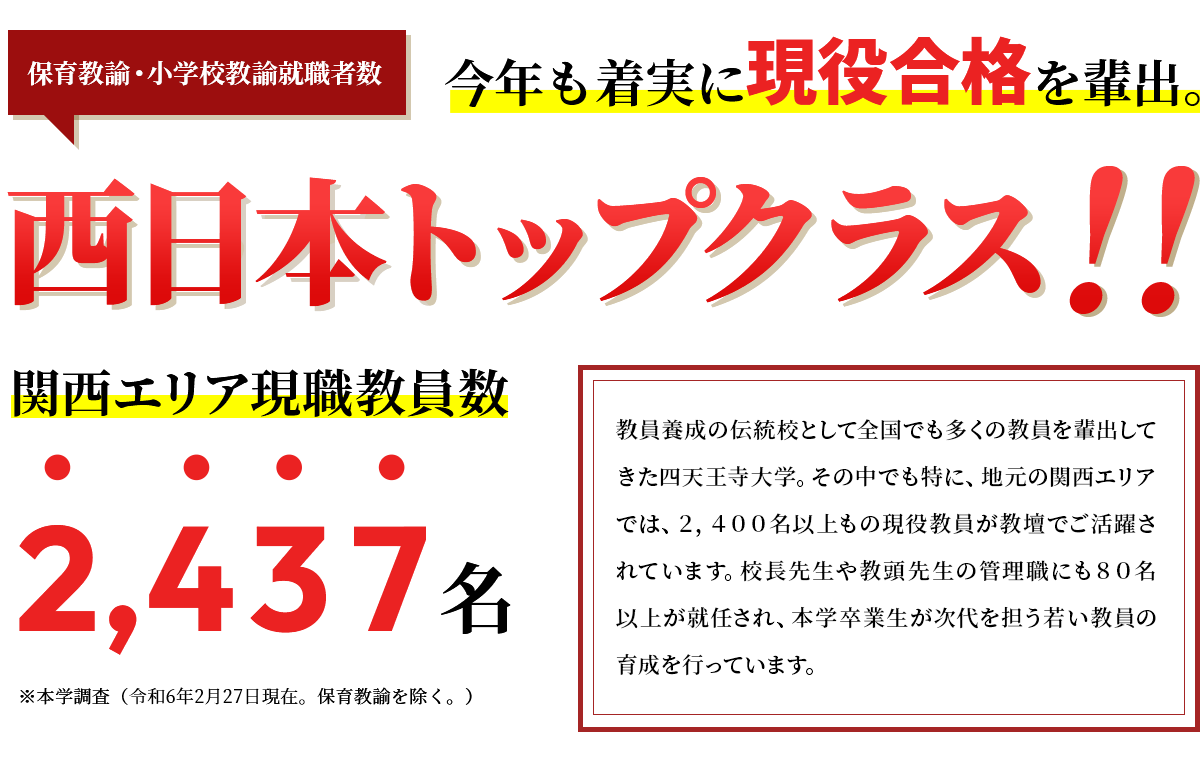 教員採用試験は西日本トップクラス！！